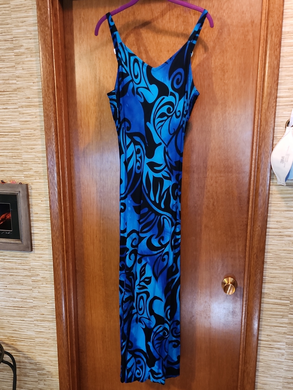 Tropical Tantrum Blue & Black Swirl Maxi Dress